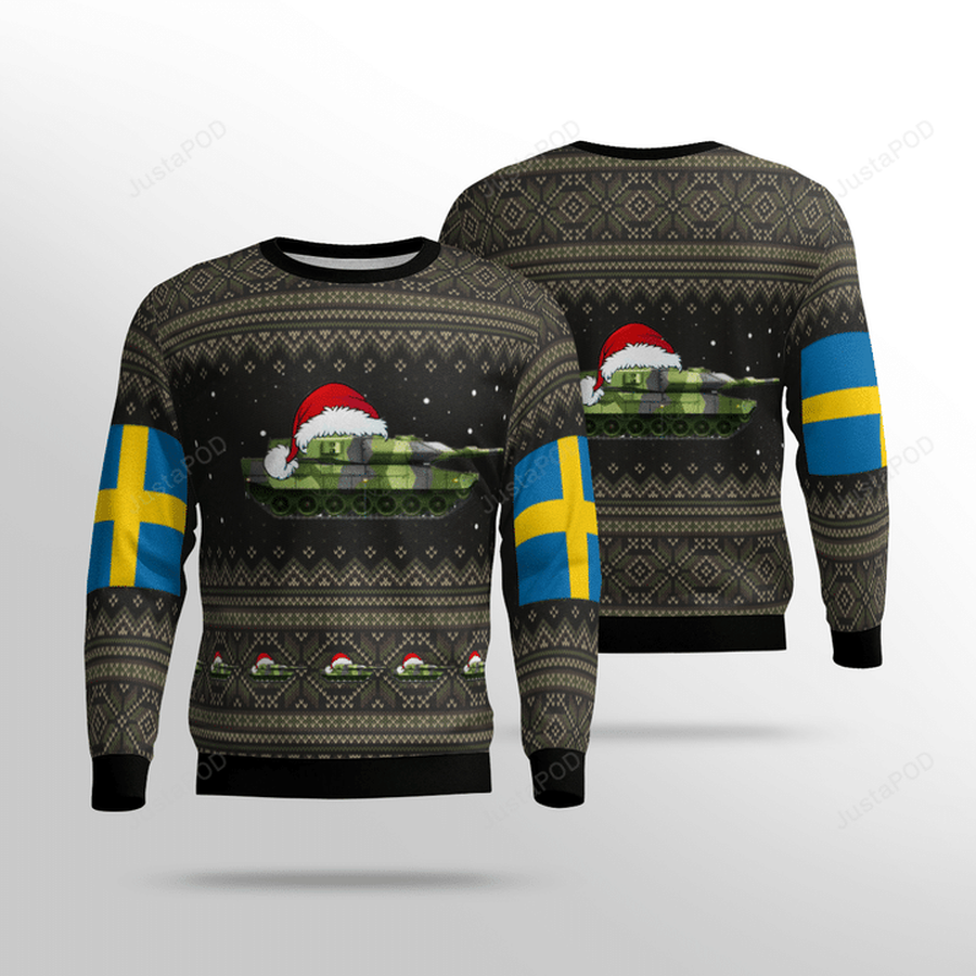 Swedish Army Stridsvagn 122 Tank Ugly Christmas Sweater Ugly Sweater.png