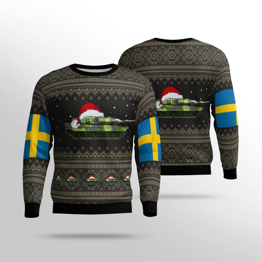 Swedish Army Stridsvagn Tank Ugly Christmas Sweater All Over Print