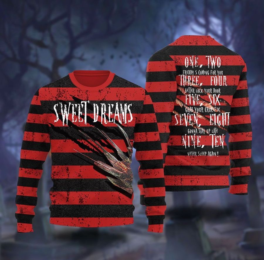 Sweet Dreams One Two Freddy Is Coming Ugly Christmas Sweater, All Over Print Sweatshirt, Ugly Sweater, Christmas Sweaters, Hoodie, Sweater