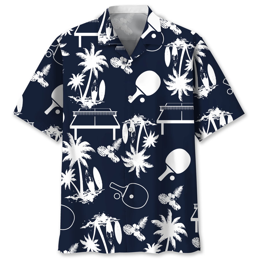 Table Tennis Floral Coconut tree Hawaiian Shirt.png
