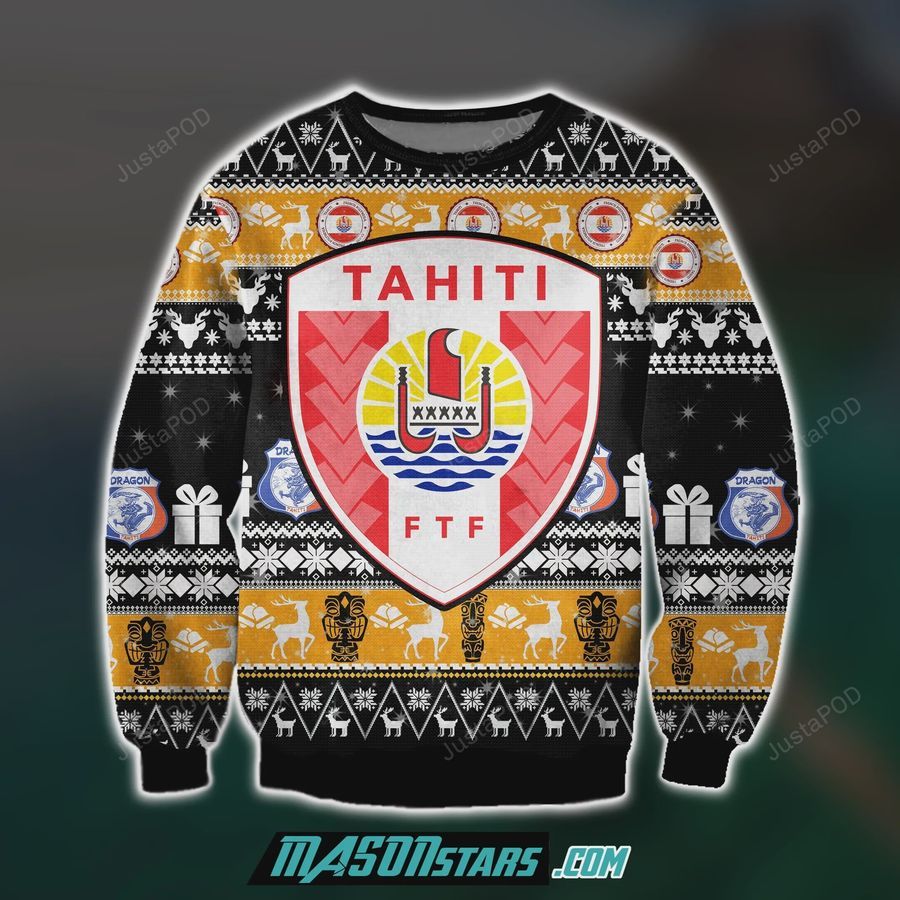 Tahiti 3D Print Knitting Pattern Ugly Christmas Sweater Ugly Sweater