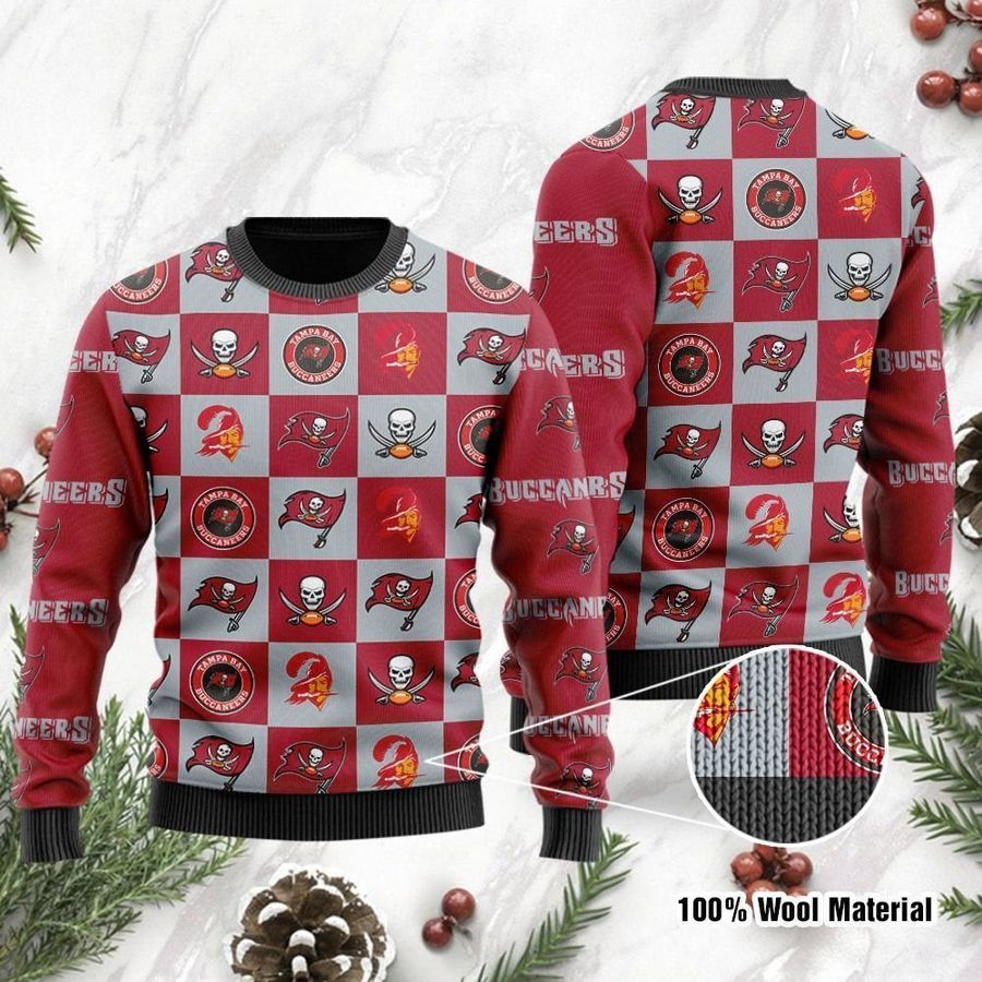 Tampa Bay Buccaneers Logo Checkered Flannel Design Ugly Christmas Sweater