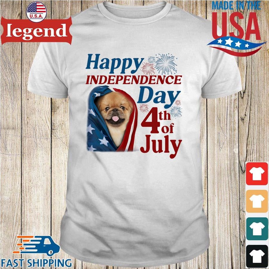 Tan Pekingese Happy 4th Of July Independence Day American Flag Shirt