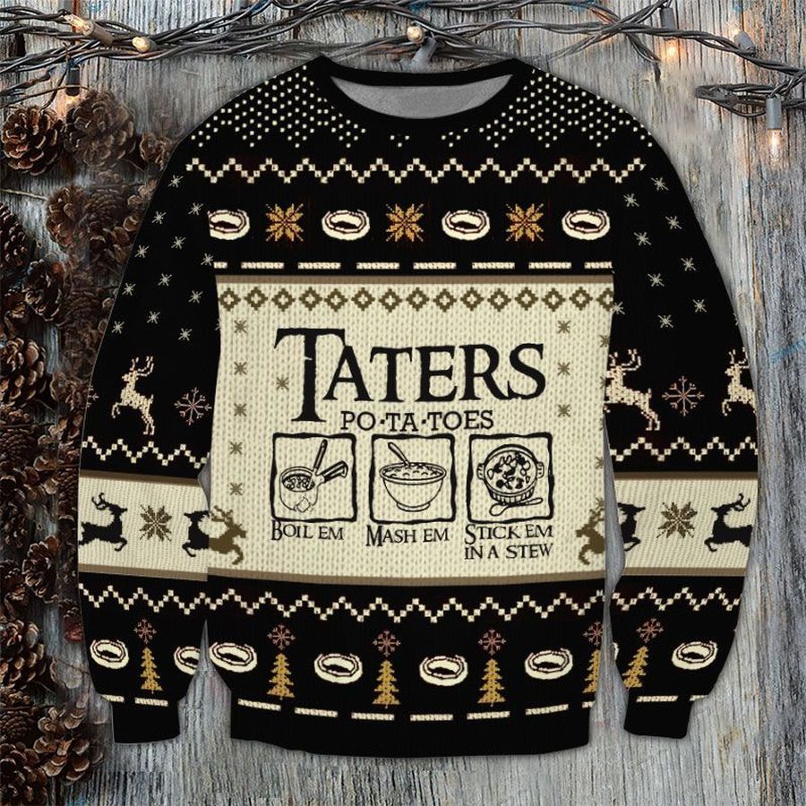 Taters Potatoes Ugly Sweater black version