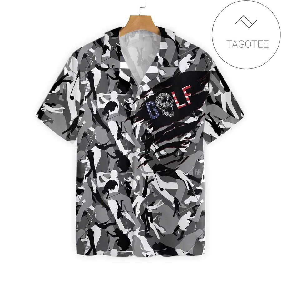 Tattered Bnw Camouflage Golf Ez14 0701 Authentic Hawaiian Shirt 2022