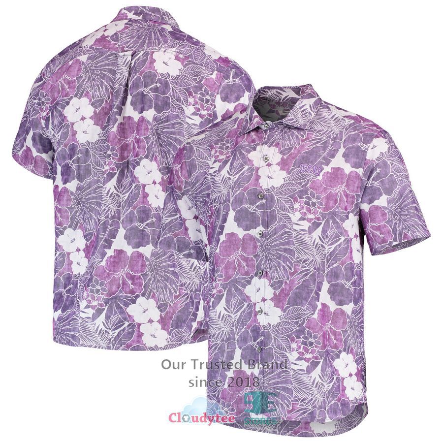 TCU Horned Frogs Tommy Bahama Coconut Point Playa Flora IslandZone Purple Hawaiian Shirt – LIMITED EDITION – LIMITED EDITION