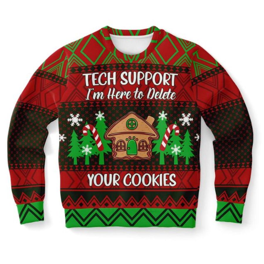 Tech Support Im Here To Delete Your Cookies Ugly Xmas Wool Knitted Ugly Sweater