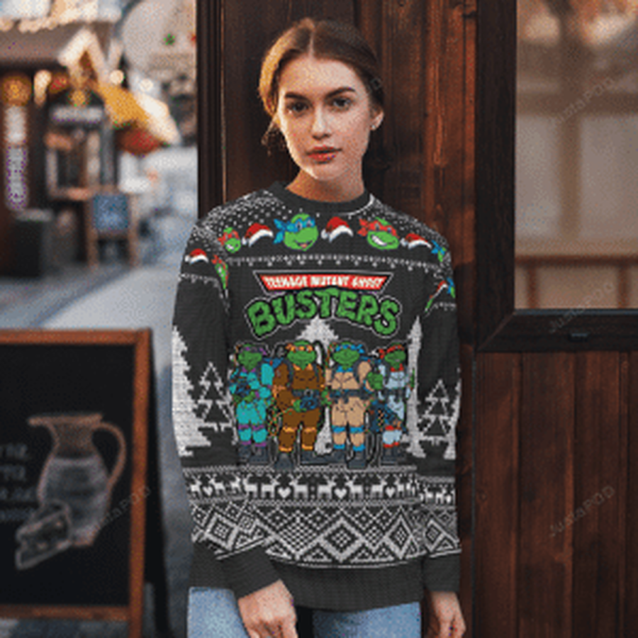 Teenage Mutant Ninja Turtles Ghost Busters Ugly Christmas Sweater All.png