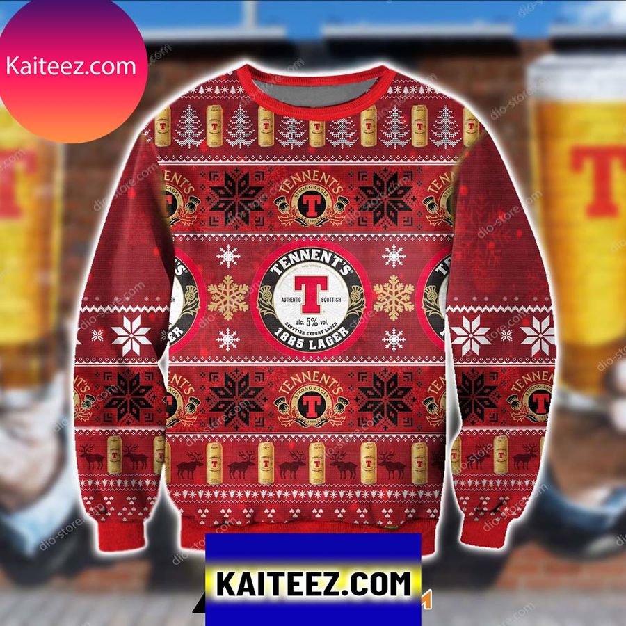 Tennent's 1885 Lager Beer 3d All Over Printed Christmas Ugly  Sweater