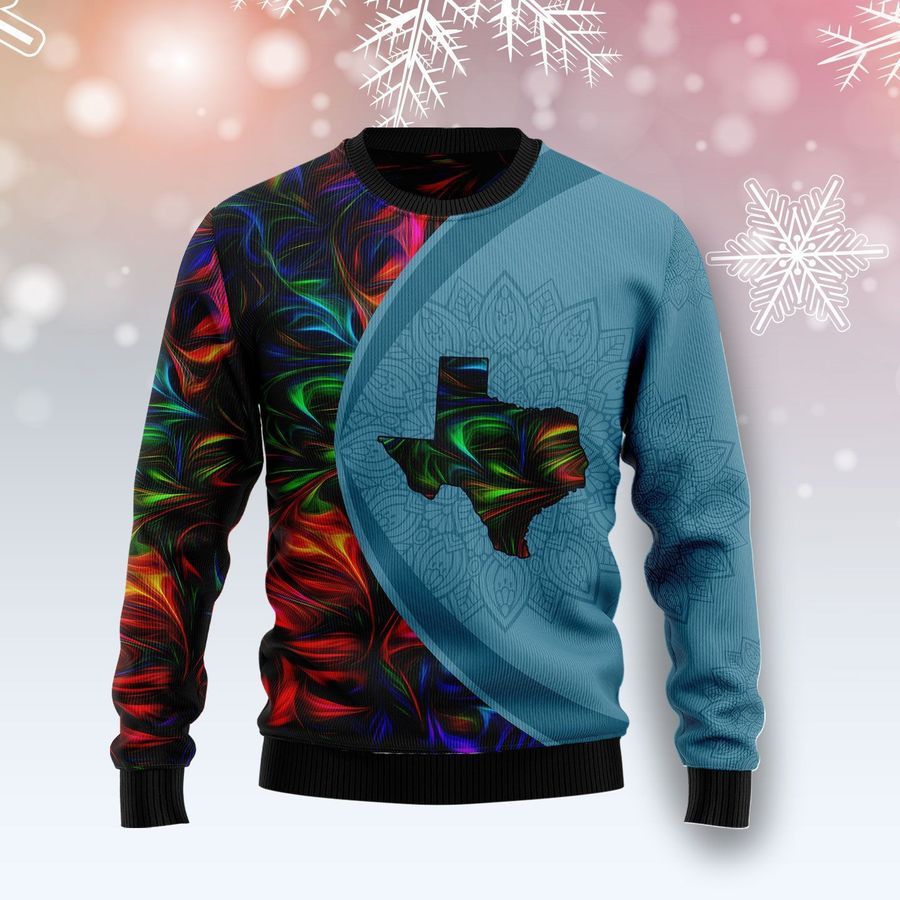 Texas Fractal Pattern Ugly Christmas Sweater All Over Print Sweatshirt
