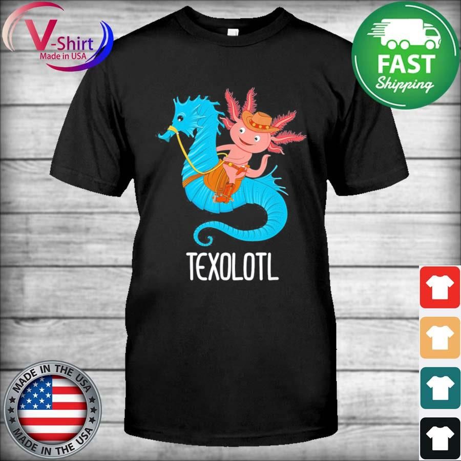 Texas Pun Axolotl Funny Texolotl Seahorse Cowboy Shirt