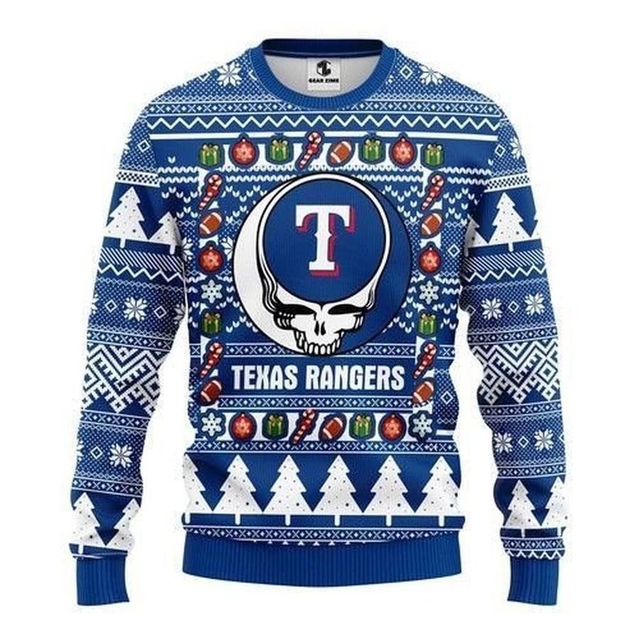 Texas Rangers Grateful Dead Ugly Christmas Sweater All Over Print