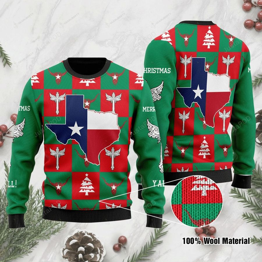Texas Ugly Christmas Sweater All Over Print Sweatshirt Ugly Sweater