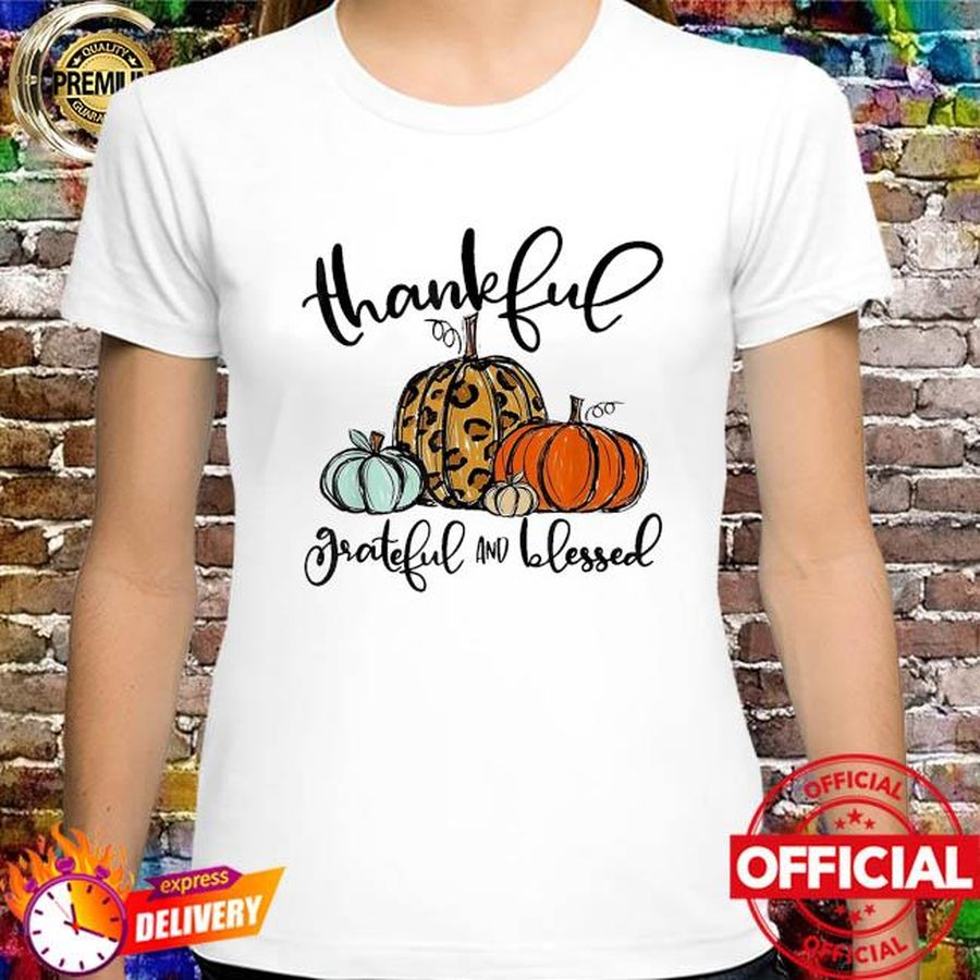 Thankful Grateful Blessed Leopard Plaid Thanksgiving Shirt