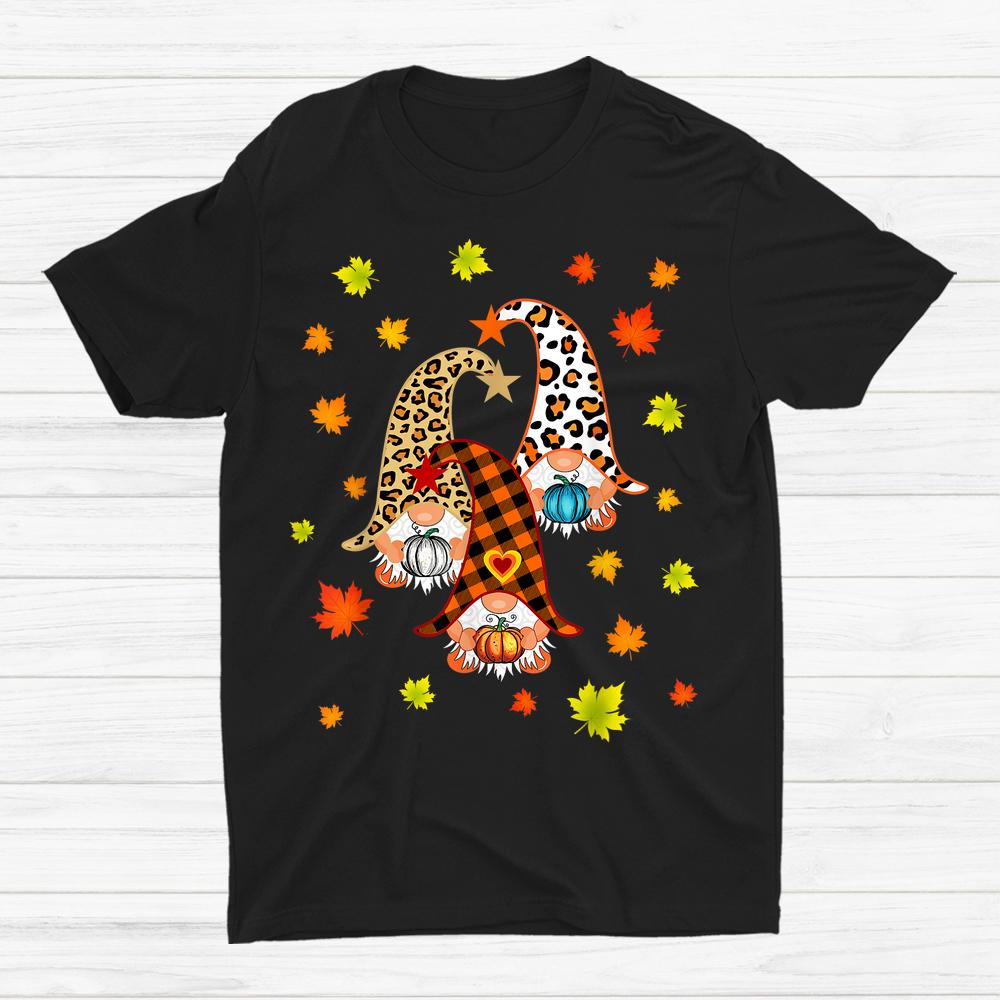 Thanksgiving Gnomes Leopard With Orange Buffalo Plaid Shirt