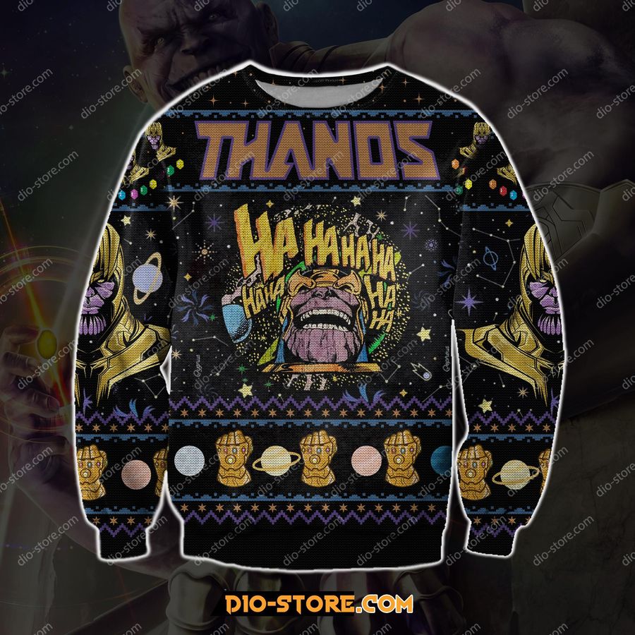 Thanos 3D Print Knitting Pattern Ugly Christmas Sweater Hoodie All Over Printed Cint10094, All Over Print, 3D Tshirt, Hoodie, Sweatshirt, Long Sleeve