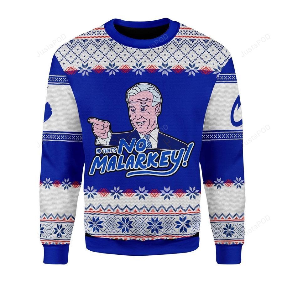 Thats No Malarkey Joe Biden Ugly Christmas Sweater All Over