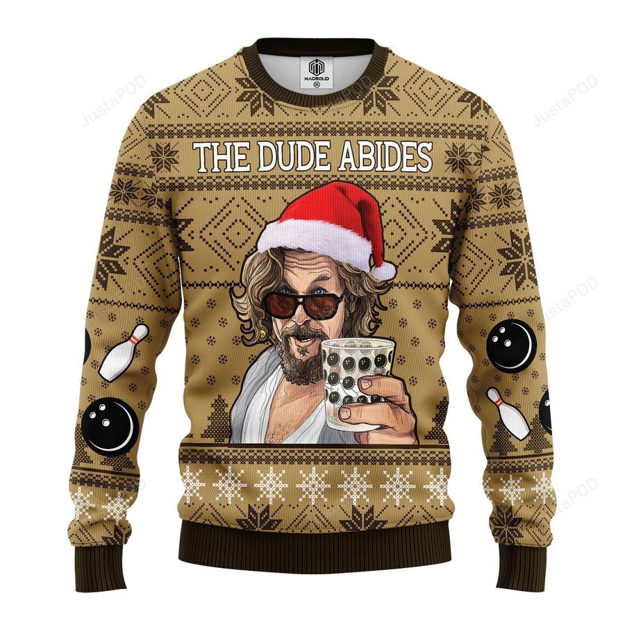 The Big Lebowski The Dude Abides Ugly Christmas Sweater All