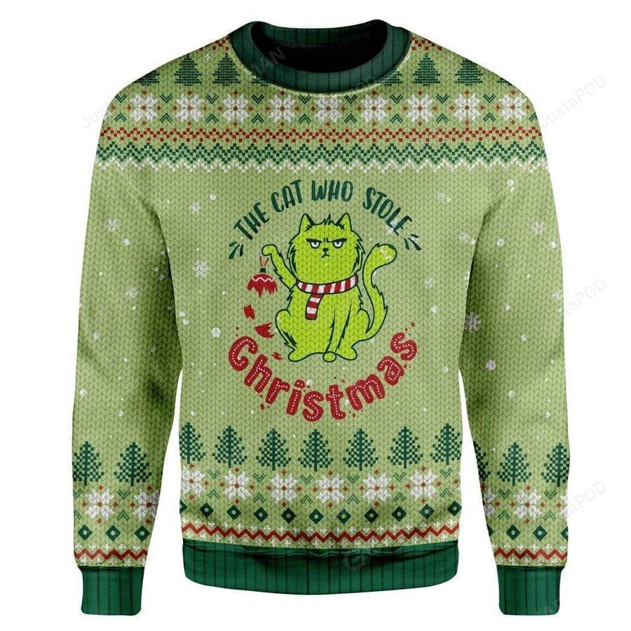 The Cat Who Stole Christmas Ugly Christmas Sweater All Over