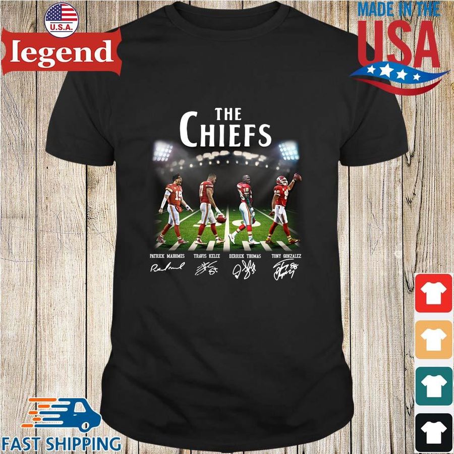 The Chiefs Abbey Road Patrick Mahomes Travis Kelce signatures shirt