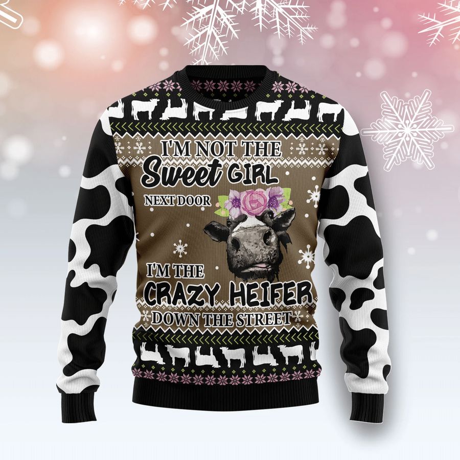 The Crazy Heifer Christmas Ugly Sweater - 214