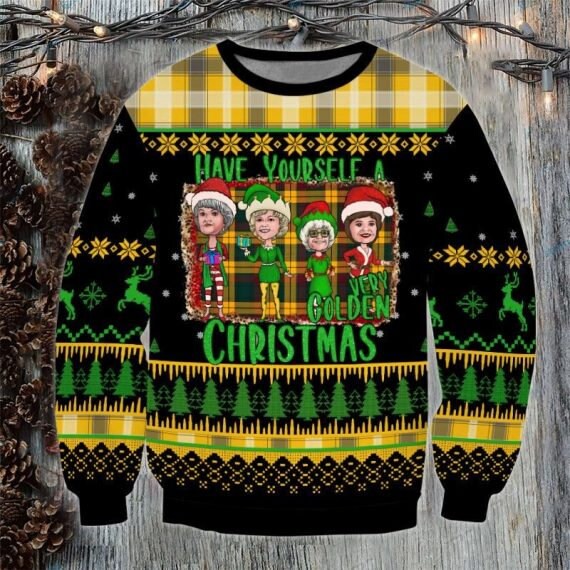The Golden Girls Ugly Christmas Happy Xmas Wool Knitted Sweater