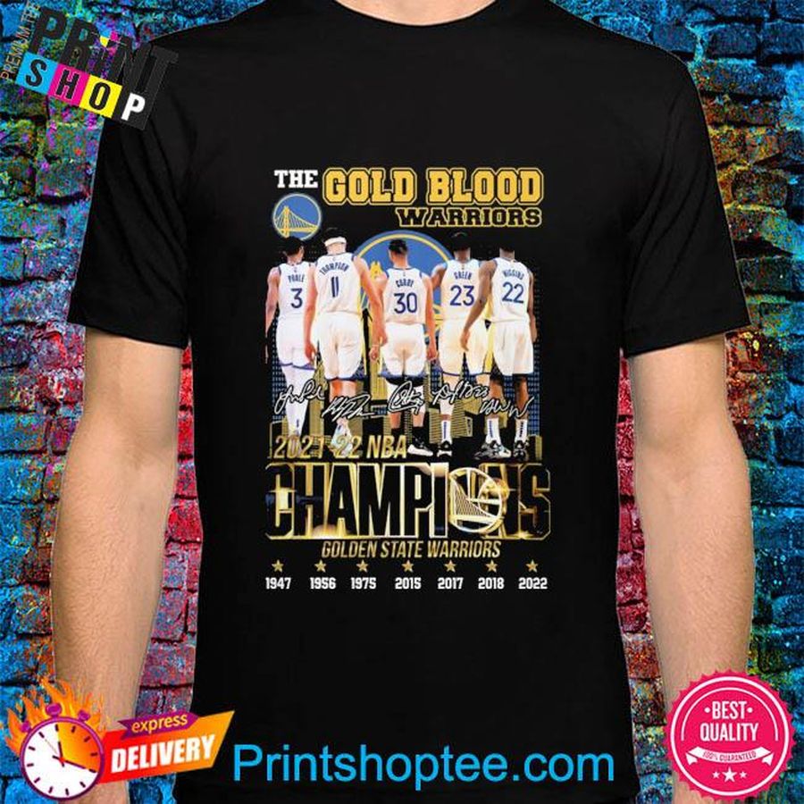 The Golden State Warriors 2021-22 NBA Champions 1947 2022 signatures shirt