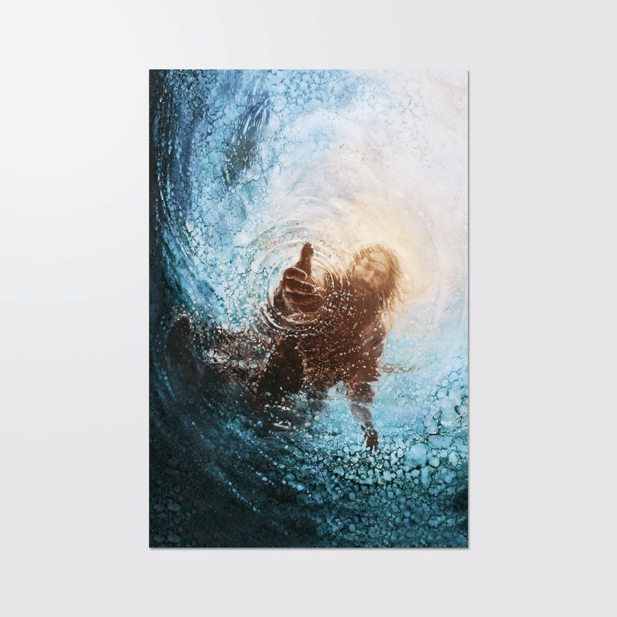 THE HAND OF GOD JESUS save from water poster and canvas