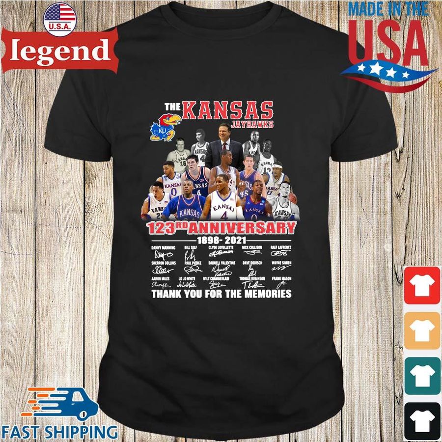 The Kansas Jayhawks 123rd anniversary 1989-2021 thank you for the memories signatures shirt