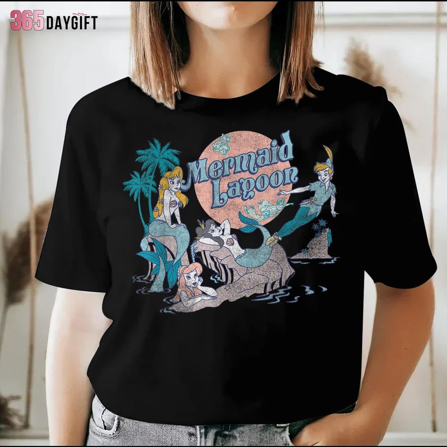 The Little Mermaid T-Shirt Disney Petter Pan Distressed Mermaid Lagoon Graphic