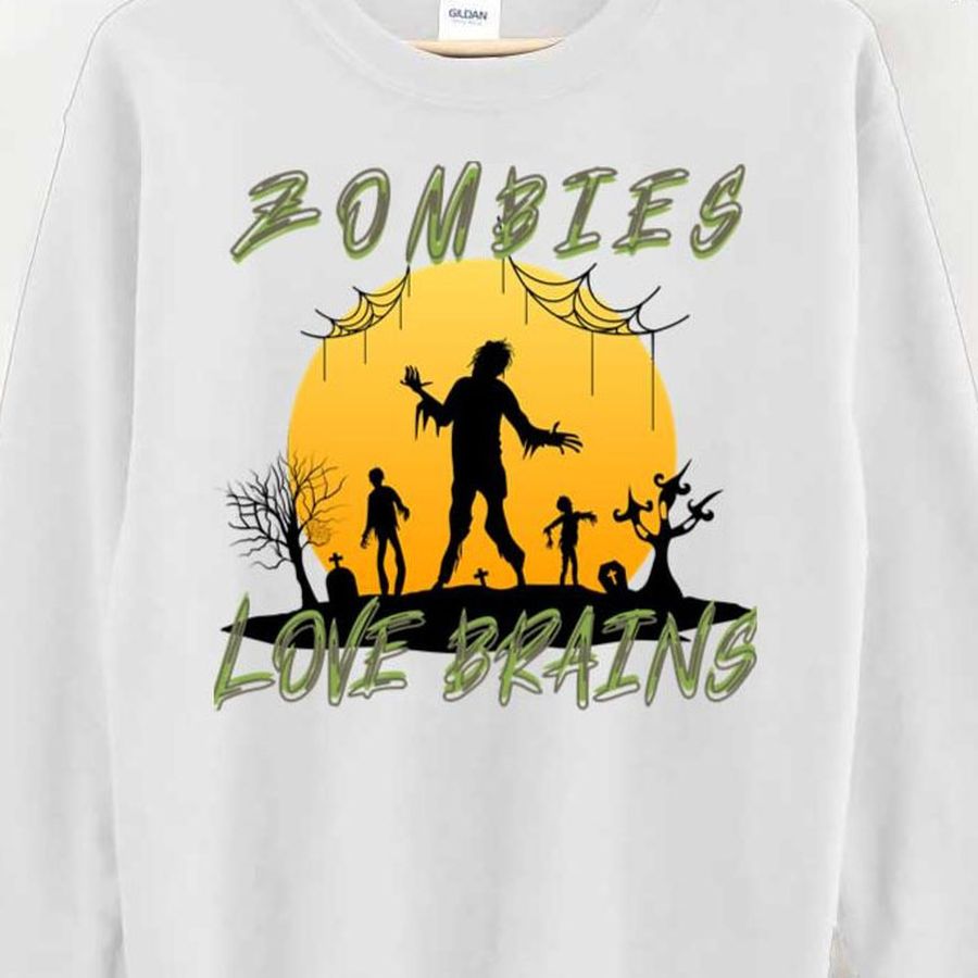 The Moon And Zombies Zombies Love Brains Halloween shirt