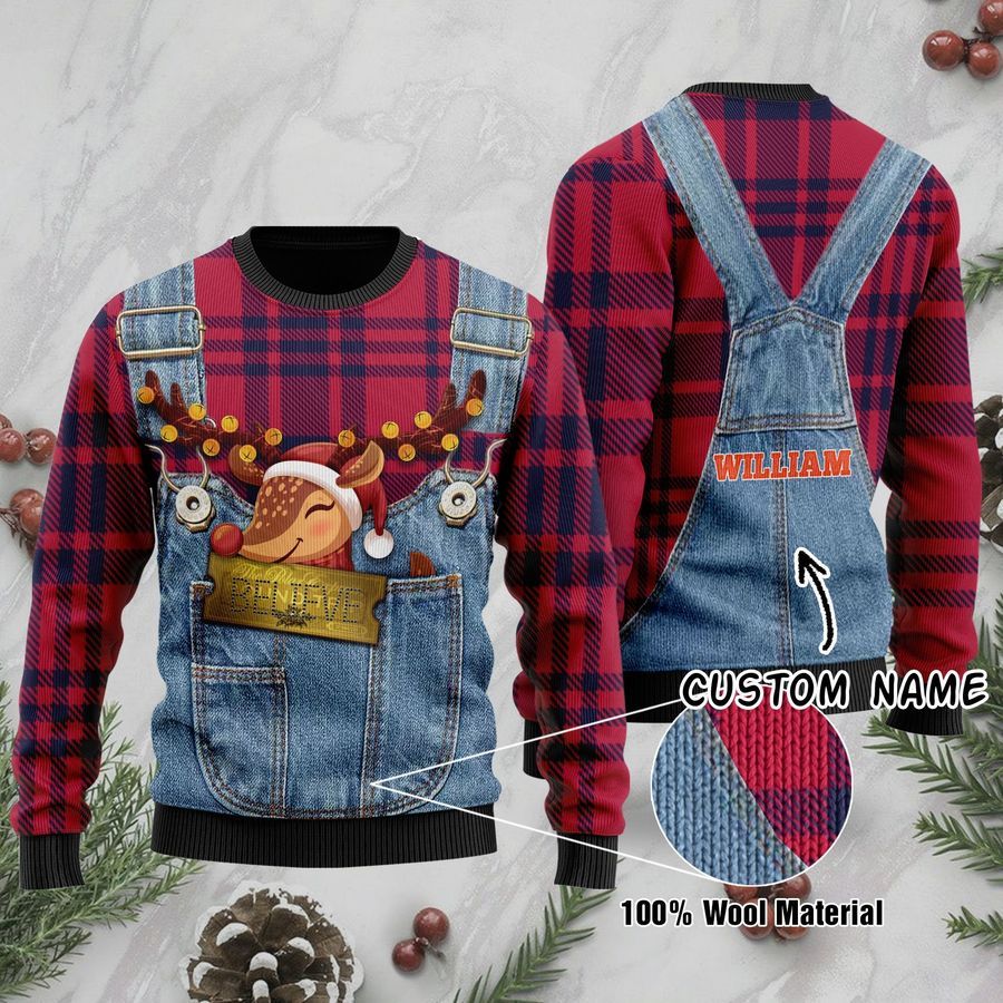 The Polar Express Ticket Reindeer Custom Ugly Sweater