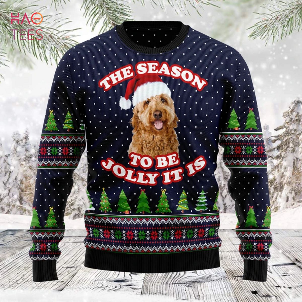 The Season To Be Jolly Goldendoodle Ugly Christmas Sweater