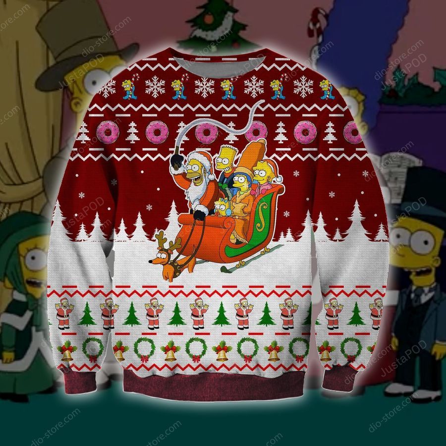 The Simpsons Knitting Pattern Ugly Christmas Sweater All Over Print