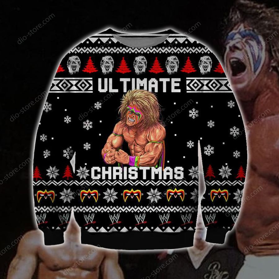The Ultimate Warrior Knitting Pattern 3D Print Ugly Christmas Sweater Hoodie All Over Printed Cint10588, All Over Print, 3D Tshirt, Hoodie, AOP shirt