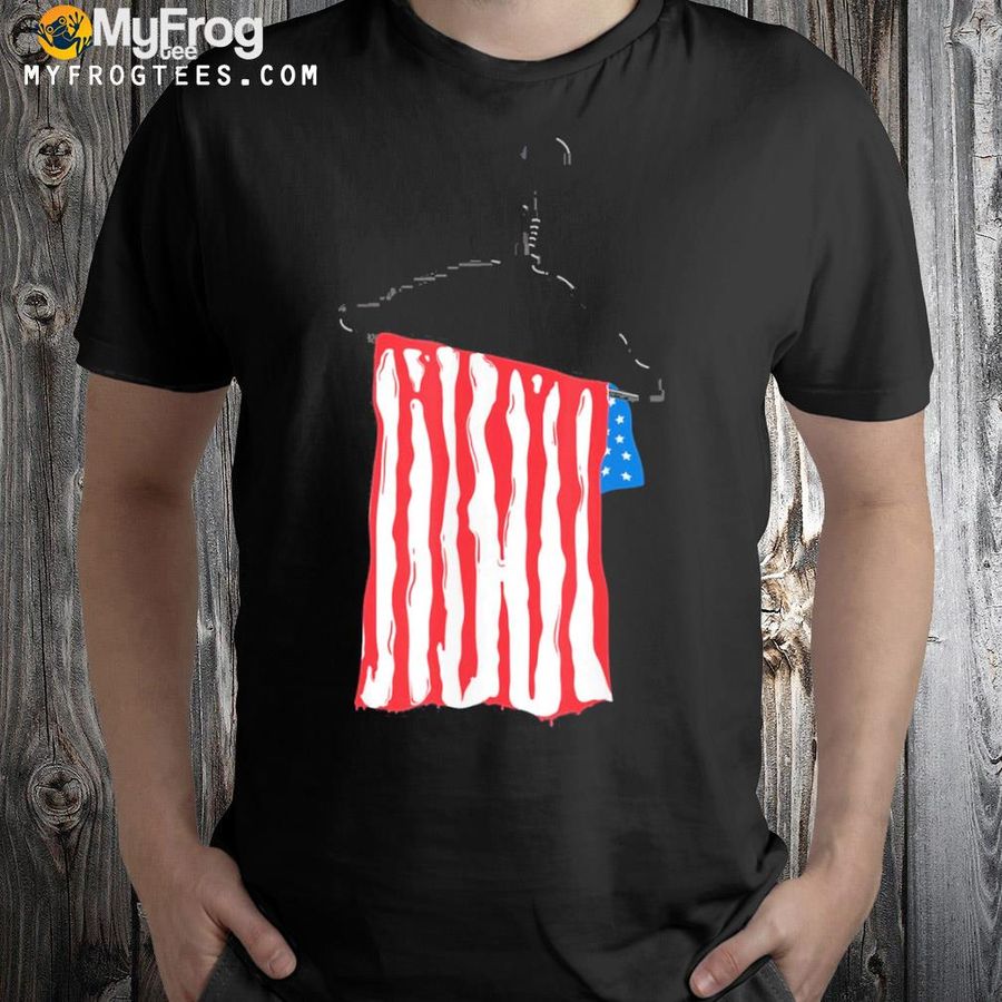 The us flag hangs on a metal hanger women's rights shirt