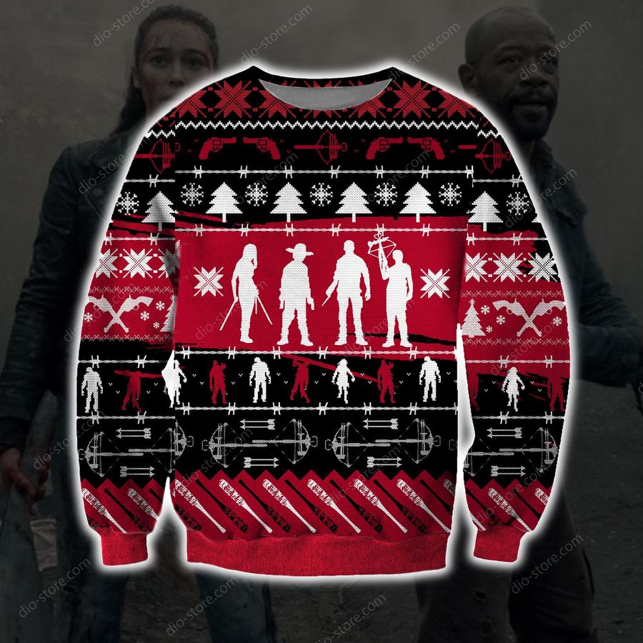 The Walking Dead Knitting Pattern 3D Print Ugly Christmas Sweater Hoodie All Over Printed Cint10578, All Over Print, 3D Tshirt, Hoodie, Sweatshirt