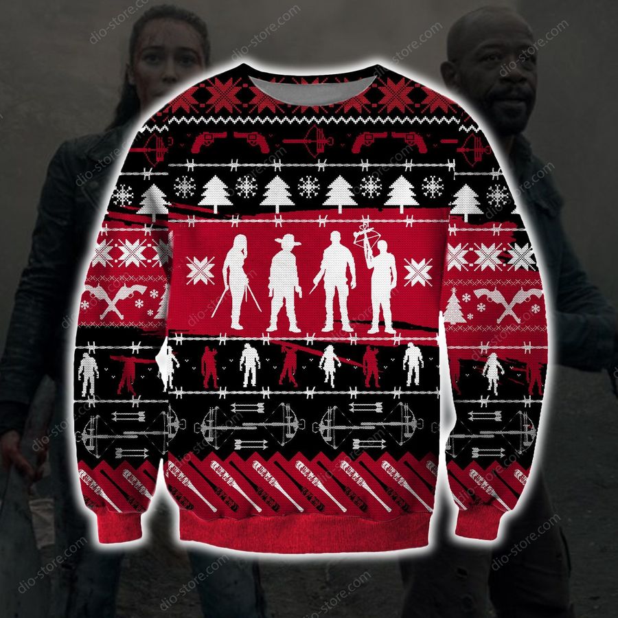 The Walking Dead Knitting Pattern For Unisex Ugly Christmas Sweater, All Over Print Sweatshirt, Ugly Sweater, Christmas Sweaters, Hoodie, Sweater