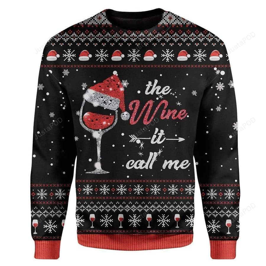 The Wine It Calls Me For Wine Lovers Ugly Christmas Sweater, All Over Print Sweatshirt, Ugly Sweater, Christmas Sweaters, Hoodie, Sweater