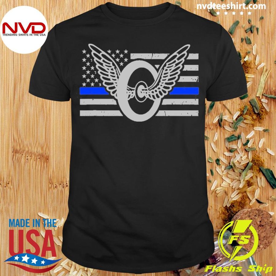 Thin Blue Line Flag Motorcycle Cop Shirt