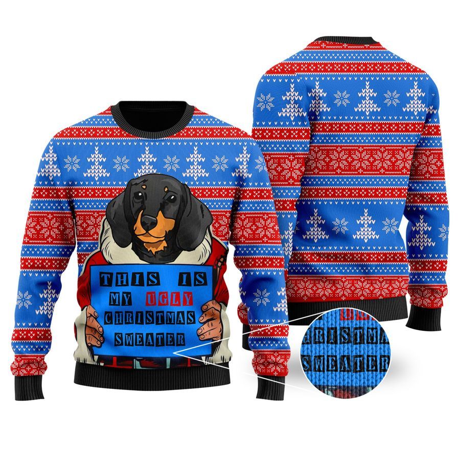 This Is My Ugly Christmas Sweater Funny Dachshund Santa Claus Ugly Sweater