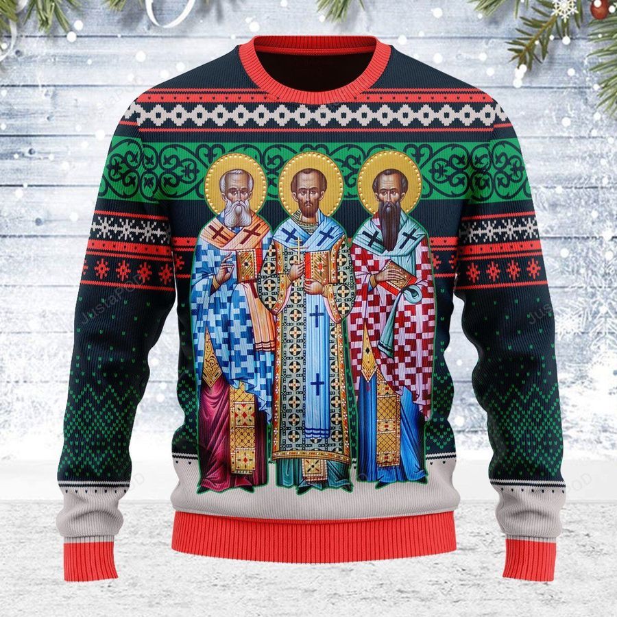 Three Great Hierarchs Ugly Christmas Sweater, All Over Print Sweatshirt, Ugly Sweater, Christmas Sweaters, Hoodie, Sweater