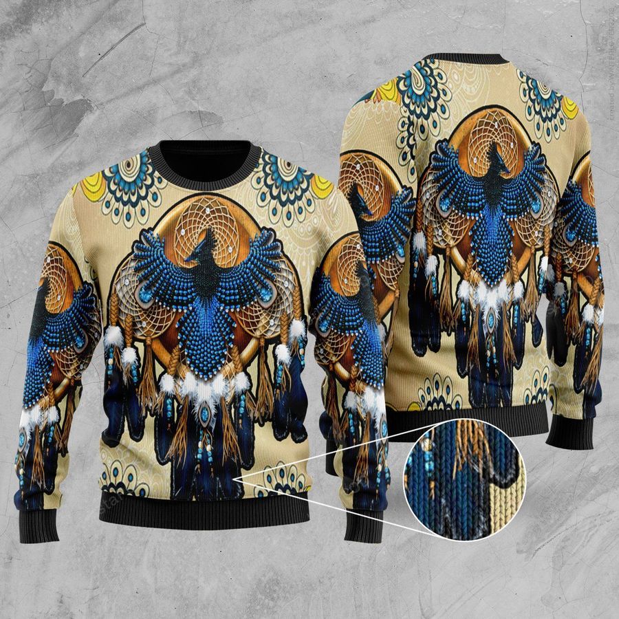 Thunderbird And Dreamcatcher Ugly Christmas Sweater, All Over Print Sweatshirt, Ugly Sweater, Christmas Sweaters, Hoodie, Sweater