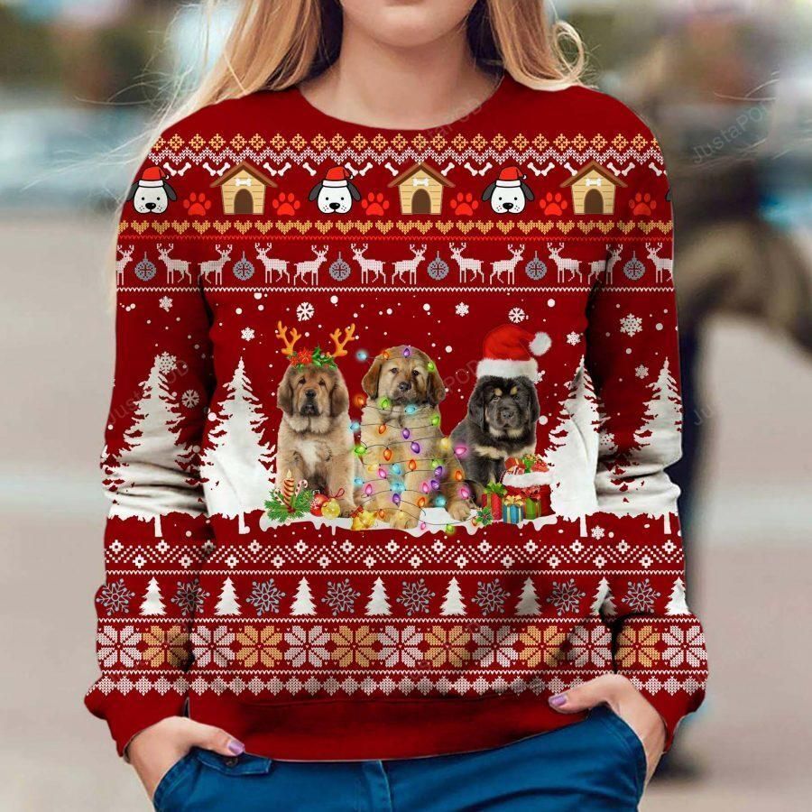 Tibetan Mastiff Xmas Ugly Christmas Sweater, All Over Print Sweatshirt, Ugly Sweater, Christmas Sweaters, Hoodie, Sweater