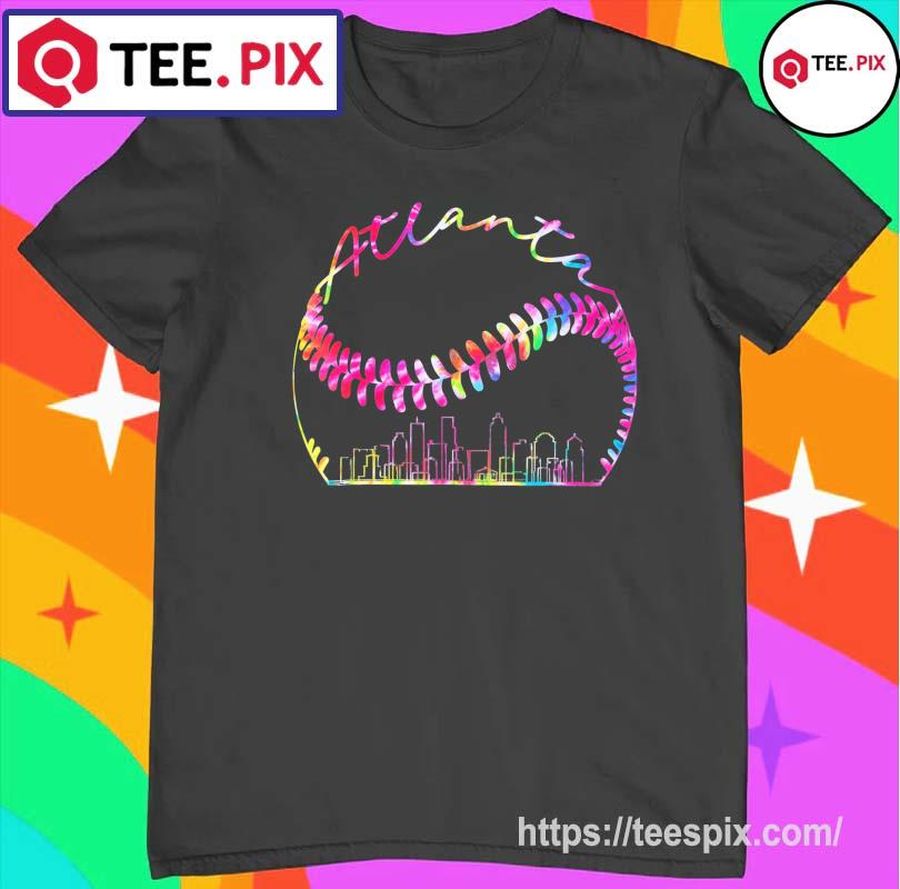 Tie Dye Atlanta Skyline City Baseball Shirt