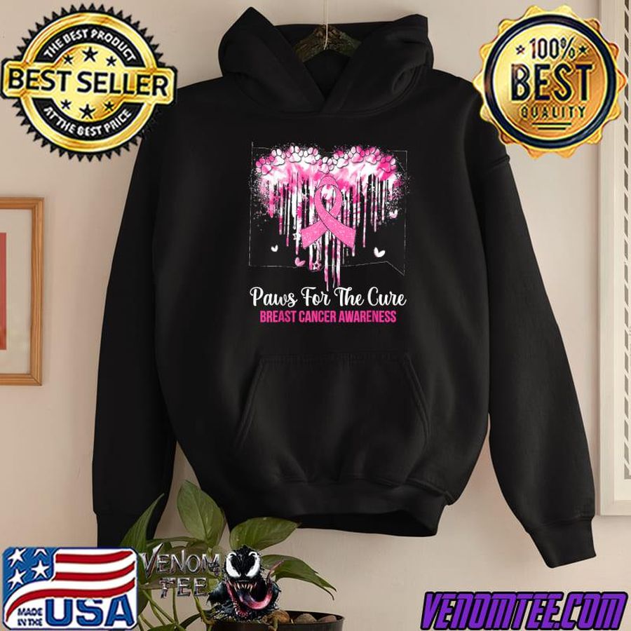 Tie Dye Heart Paws For The Cure Breast Cancer Awareness T-Shirt