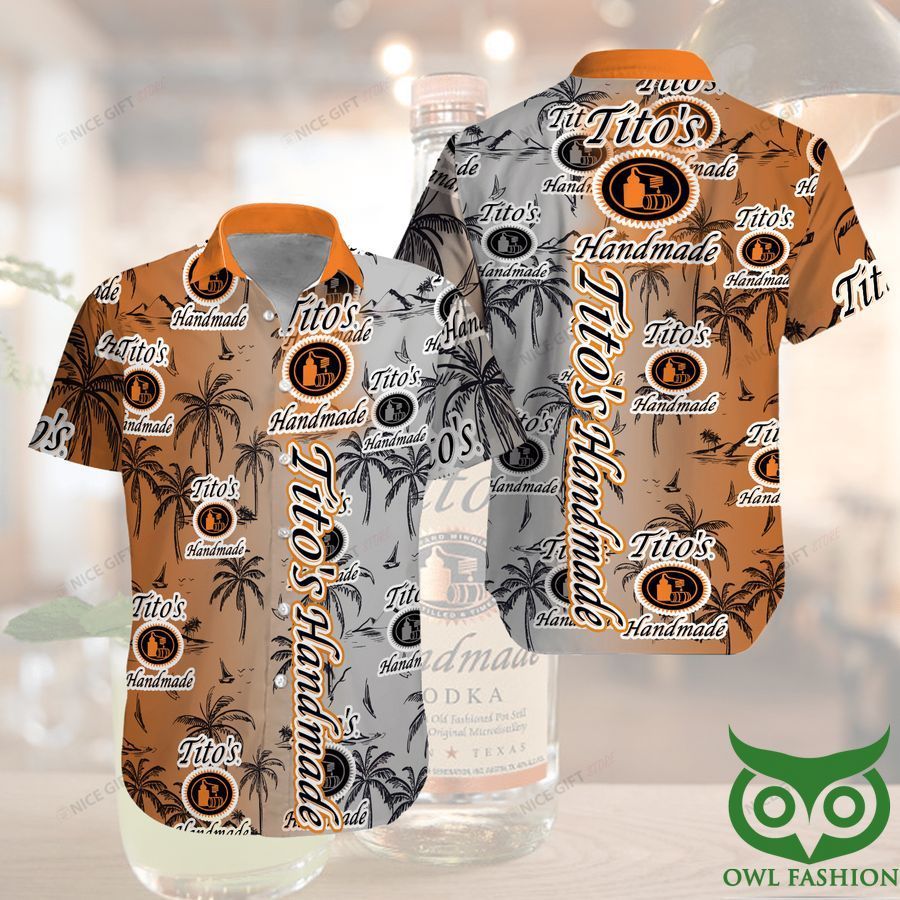 Tito's Handmade Vodka Coconut Palm Tropical Hawaiian Shirt