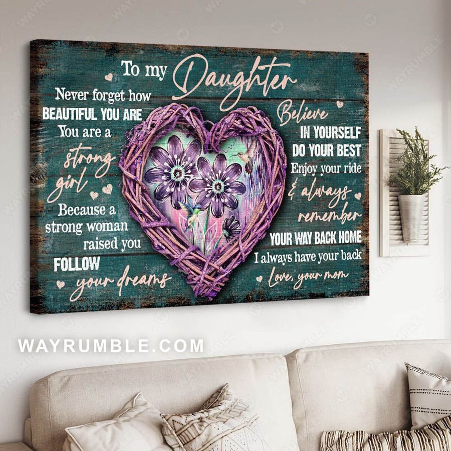 To My Daughter Never Forget How Beautiful You Are You Are Strong Girl Because A Strong Woman Raised You Follow Your Dreams Poster