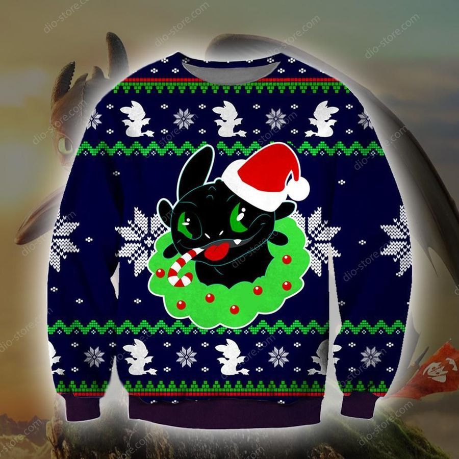 Toothless Ugly Christmas Sweater All Over Print Sweatshirt Ugly Sweater