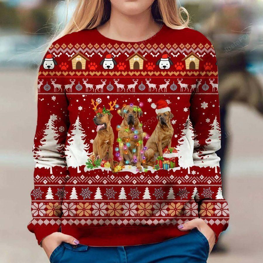 Tosa Dog Ugly Christmas Sweater All Over Print Sweatshirt Ugly